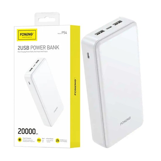 Foneng Power Bank P54 2 USB 20000mAh 5V/2.1A White Foneng Power Bank P54 2 USB 20000mAh 5V/2.1A White